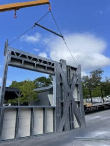 Light gague steel (LGS) fabricated Wall panel going up on site in Florida