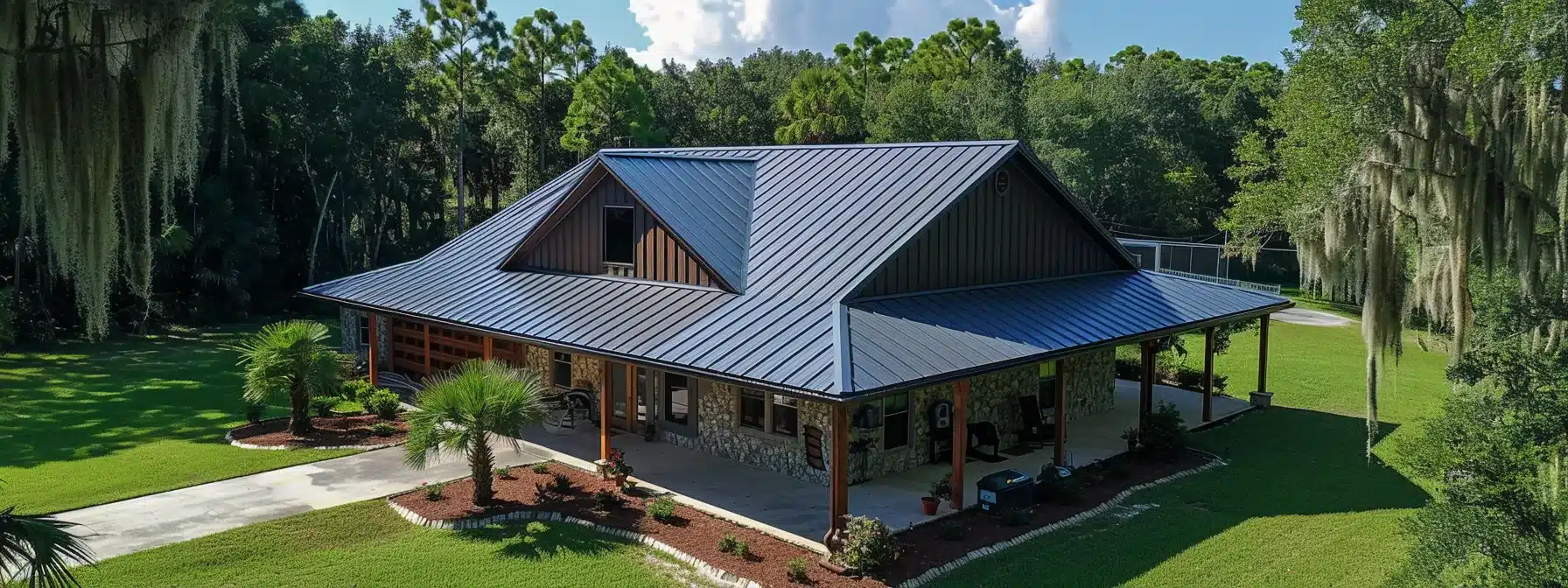 a metal roof expertly installed in florida with secure fastening, quality underlayment, effective sealants, flashing, and proper ventilation, showcasing superior weather resilience.