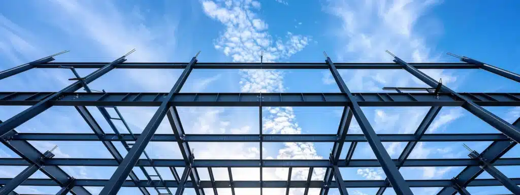 a sleek, modern metal structure rises against a bright blue florida sky, showcasing the impact of building codes on light gauge steel construction.