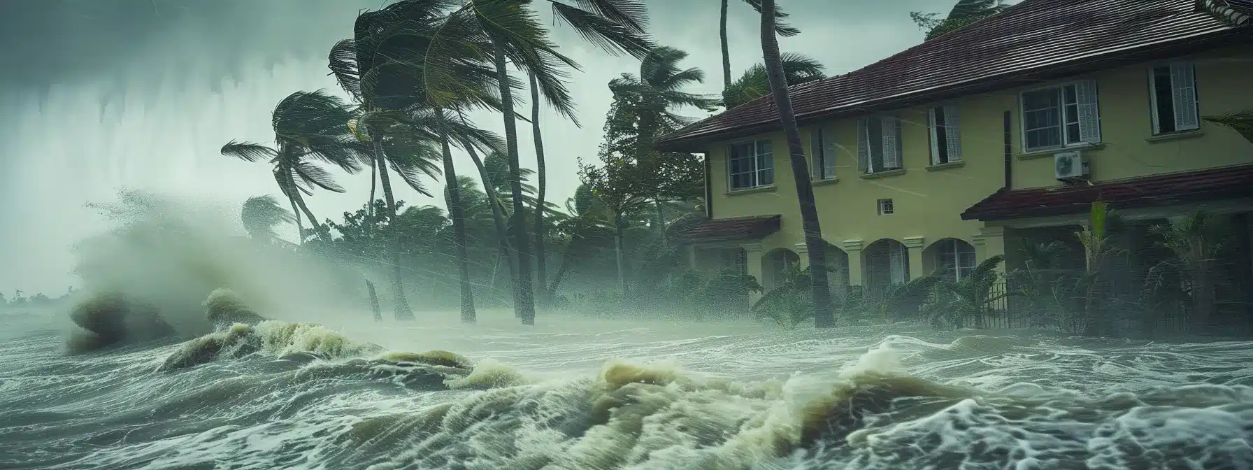 a sturdy steel-framed home in florida stands resilient amidst a powerful hurricane, showcasing its durability and safety against nature's forces.