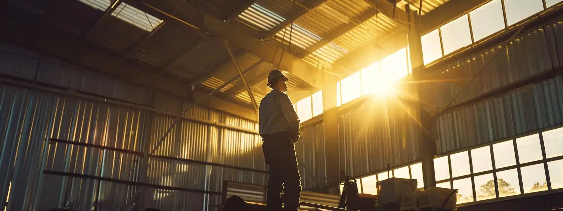 a worker inspecting a gleaming metal roof under the bright florida sun, surrounded by tools and cleaning equipment, ensuring its longevity in the challenging climate.